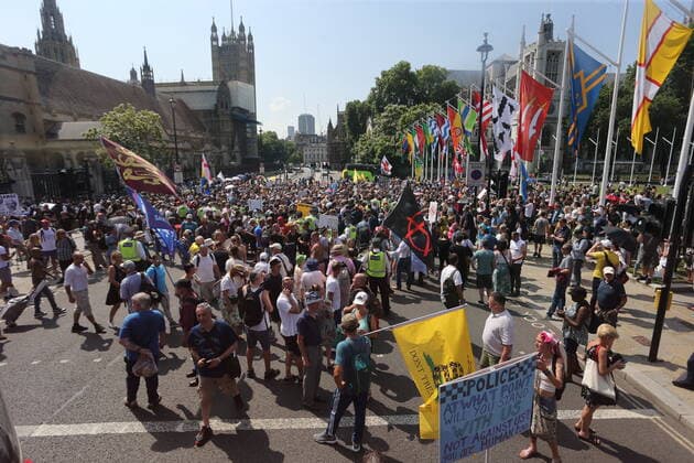 . 19 07 2021. London, United Kingdom. Anti Lockdown Protest. Covid deniers and other conspiracy theorists groups stage protest, Westminster.  xMartynxWheatleyx xi-Imagesx IIM-22428-0024