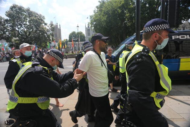 . 19 07 2021. London, United Kingdom. Anti Lockdown Protest. Covid deniers and other conspiracy theorists groups stage protest, Westminster.  xMartynxWheatleyx xi-Imagesx IIM-22428-0028