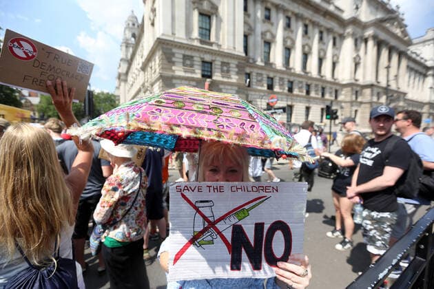 July 19, 2021, London, England, United Kingdom: Anti-lockdown and anti-vaccine protesters stage a demonstration in central London. Almost all coronavirus restrictions including social distancing and mask wearing are lifted in England from today onwards. The final stage of lockdown lifting acmes as countryÃ¢â‚¬â ¢s Health Secretary Sajid Javid tested positive for coronavirus and Prime Minister Boris Johnson and Chancellor RIshi Sunak pinged by NHS app and. Started self-isolation. London United Kingdom - ZUMAs262 20210719_zip_s262_081 Copyright: xTayfunxSalcix