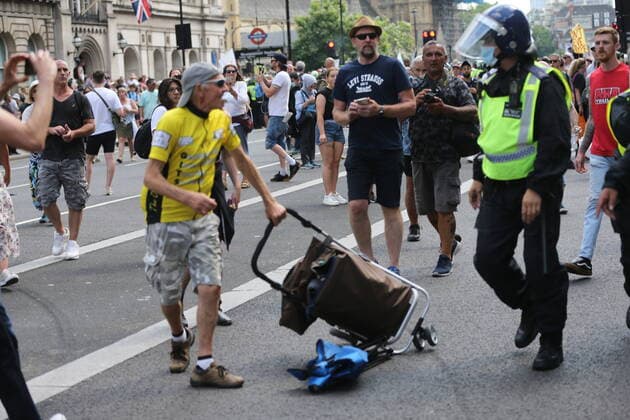 . 19 07 2021. London, United Kingdom. Anti Lockdown Protest. Covid deniers and other conspiracy theorists groups stage protest, Westminster.  xMartynxWheatleyx xi-Imagesx IIM-22428-0041