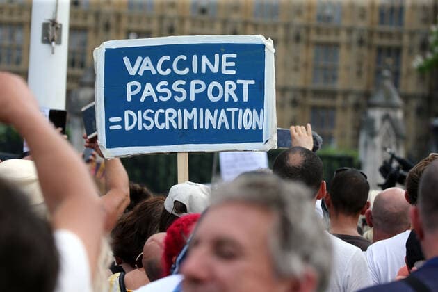 July 19, 2021, London, England, United Kingdom: Anti-lockdown and anti-vaccine protesters stage a demonstration in central London. Almost all coronavirus restrictions including social distancing and mask wearing are lifted in England from today onwards. The final stage of lockdown lifting acmes as countryÃ¢â‚¬â ¢s Health Secretary Sajid Javid tested positive for coronavirus and Prime Minister Boris Johnson and Chancellor RIshi Sunak pinged by NHS app and. Started self-isolation. London United Kingdom - ZUMAs262 20210719_zip_s262_140 Copyright: xTayfunxSalcix