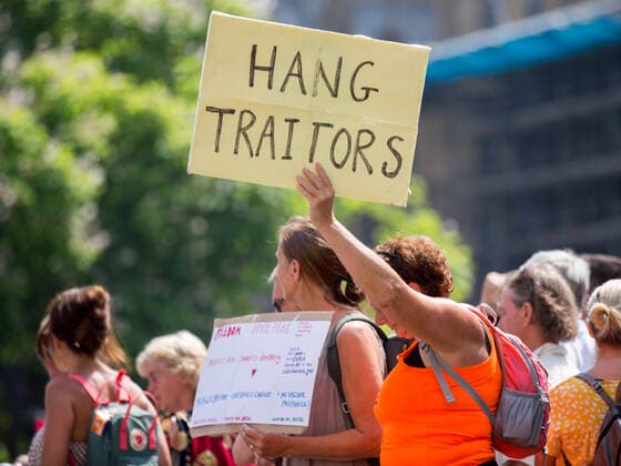 19 07 2021. London, United Kingdom. Anti Vax Protest. Parliament Square.  Copyright: xMartynxWheatleyx xParsonsxMediax PAR-7430-0039