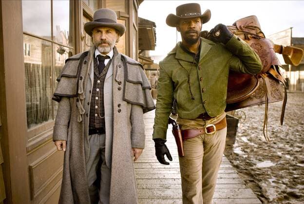 OSCARS. Bester Nebendarsteller. Preisträger 2011-2020 Christoph Waltz & Jamie Foxx Characters: Dr. King Schultz, Django Film: Django Unchained (USA 2012) Director: Quentin Tarantino 25 December 2012  Copyright: MaryxEvansxAFxArchivexThexWeinsteinxCompany 13058418 EDITORIAL USE ONLY