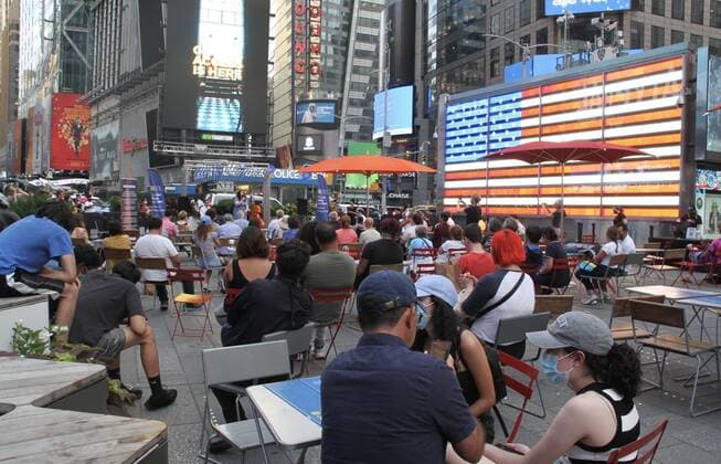 July 22, 2021, New York, USA: Ashley Pezzotti performs during Free Live Music and more as part of celebrating New York in Times Square presented by Morgan Stanley. The performance took place on Broadway W43 right in front of the New York Police Department and ABC TV station and was witnessed by some people who cheered and clapped all along.  Copyright: xNiyixFotex