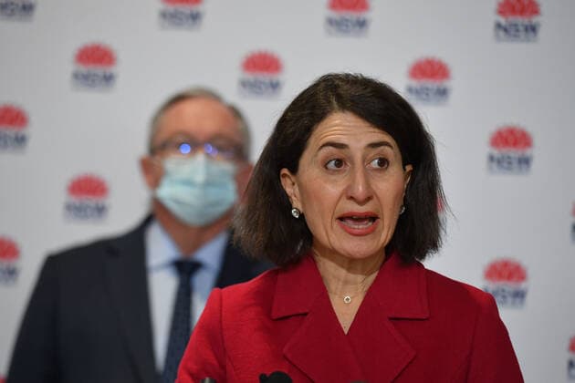 GLADYS BEREJIKLIAN COVID19 PRESSER, NSW Health Minister Brad Hazzard and Premier Gladys Berejiklian at a press conference to provide a COVID-19 update in Sydney. Friday, July 23, 2021. NSW recorded 136 new locally acquired cases of COVID-19 in the 24 hours to 8pm last night. ( NO ARCHIVING, EDITORIAL USE ONLY, NO USE IN BOOKS WITHOUT CONSENT SYDNEY NSW AUSTRALIA  Copyright: xMICKxTSIKASx 20210723001559320536