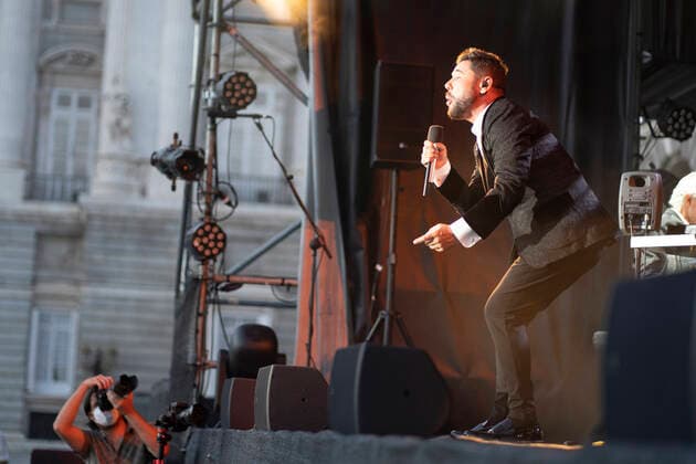 July 23, 2021, Madrid, Spain: Singer Miguel Poveda performs live on stage during the Jazz Palacio Real music festival at Palacio Real in Madrid. Madrid Spain - ZUMAs197 20210723_zaa_s197_164 Copyright: xAtilanoxGarciax