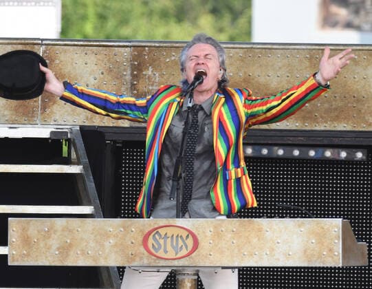 Readington, NJ, - JULY 25: Lawerence Gowan of Styx preforms in concert at the The 38th annual New Jersey Lottery Festival of Ballooning on JULY 25, 2021 in Readington, NJ . Copyright: xJohnxPalmerx