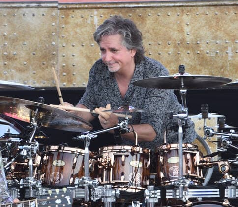 Readington, NJ, - JULY 25: Todd Sucherman of Styx preforms in concert at the The 38th annual New Jersey Lottery Festival of Ballooning on JULY 25, 2021 in Readington, NJ . Copyright: xJohnxPalmerx