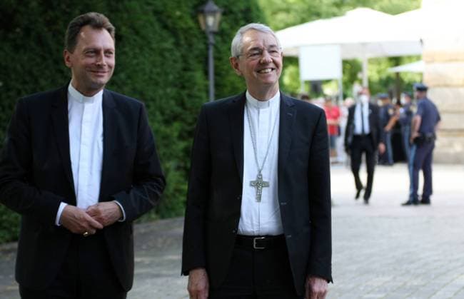 Herwig Gössl and Ludwig Schick at the Bayreuther Festspiele 2021 during the Covid 19 Coronavirus Pandemie in Bayreuth , Bayern , Deutschland . July 25 , 2021.