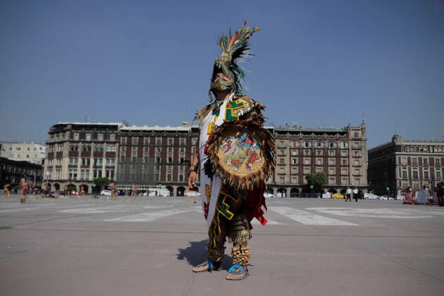 696th Anniversary Of The Founding Of Tenochtitlan A Caballero Ãguila during the celebration of the 696th anniversary of the founding of Tenochtitlan, the Mexica capital, an event held in the Zocalo of Mexico City, where musicians, singers, healers and creators of offerings from diverse traditions of Mexico, shared their knowledge and honoured their ancestors on the occasion of the Zenithal Passage, the moment when the Sun took a totally perpendicular position. Mexico City Mexico vieyra-notitle210726_npPxU  Copyright: xGerardoxVieyrax
