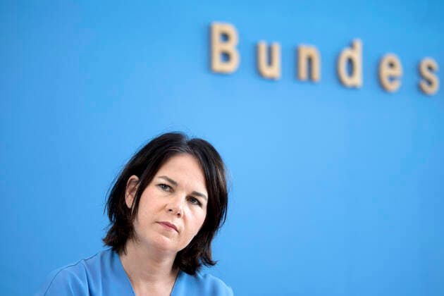 Annalena Baerbock DEU, Deutschland, Germany, Berlin, 26.07.2021 Annalena Baerbock, Spitzenkandidatin und Bundesvorsitzende der Buendnis 90 Die Gruenen, bei der Bundespressekonferenz zum Thema Erste Lehren aus der Hochwasserkatastrophe und Katastrophenhilfe in Berlin. en: Annalena Baerbock, top candidate for the upcoming national election and co-leader party chairwoman of the Green party Buendnis 90 Die Gruenen, at a press call concerning the follow-up of the flood desaster at the house of the Federal Press Conference Bundespressekonferenz in Berlin, Germany