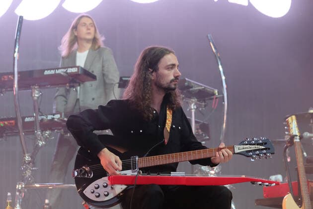 July 31, 2021, Lulworth, Dorset, United Kingdom: Josh Dewhurst, synth player and lead guitarist with British indie pop band Blossoms, BBC s Sound of New Music list in 2016, and Mercury Music Prize nominees playing on stage at Camp Bestival Festival, Lulworth, Dorset UK. Lulworth United Kingdom - ZUMAs197 20210731_zaa_s197_313 Copyright: xDawnxFletcher-Parkx