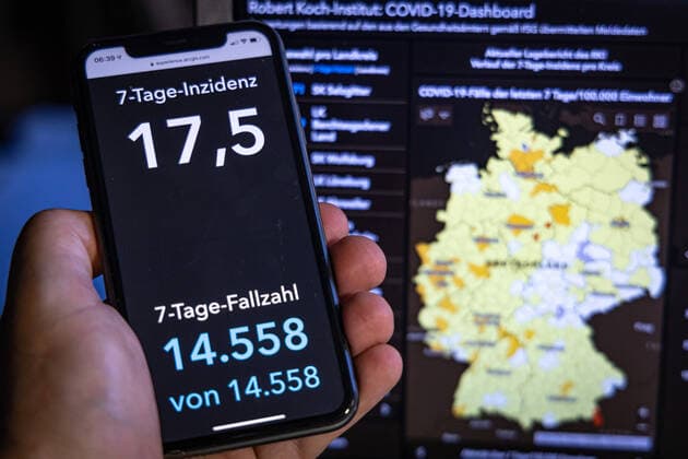 Coronavirus in Deutschland - Covid-19-Dashboard des Robert Koch-Institut 01.08..2021: Robert Koch-Institut: 7-Tage-Inzidenz 17,5. 7-Tage-Fallzahl 14.558. COVID-19-Fälle 3.771.262. Zugang um 2.097 dem Vortag. COVID-19-Todesfälle 91.659. Zugang um 1 gegenüber dem Vortag.