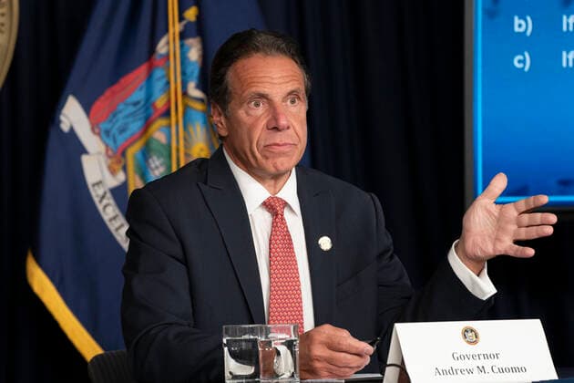 Governor Coumo announcement to combat COVID-19 Delta variant Governor Andrew Cuomo holds press briefing and makes announcement to combat COVID-19 Delta variant at 633 3rd Avenue. Governor announced that employees of MTA and New York Port Authority will be required to get vaccinatedor be tested weekly starting Labor Day in order to get to work. He also urged private employers to follow the state. New York New York United States Copyright: LevxRadin