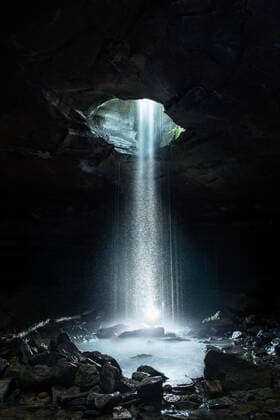 Creative Highlights World Gloryhole Falls Illuminated at Night Deer, AR, United States CR_GASU210328G-683298-01