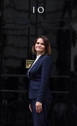 August 3, 2021, London, England, United Kingdom: Belarusian opposition leader SVIATLANA TSIKHANOUSKAYA arrives is 10 Downing Street to meet UK Prime Minister Boris Johnson. London United Kingdom - ZUMAs262 20210803_zip_s262_017 Copyright: xTayfunxSalcix