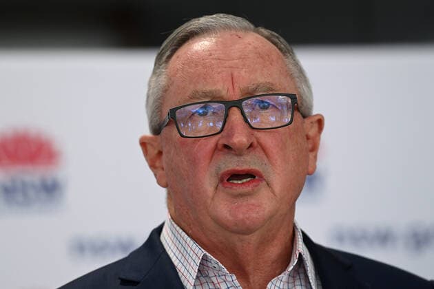BRAD HAZZARD COVID19 PRESSER, NSW Health Minister Brad Hazzard speaks to the media during a COVID-19 press conference in Sydney, Saturday, August 7, 2021. NSW recorded 319 new locally acquired cases of COVID-19 in the 24 hours to 8pm last night. ( NO ARCHIVING, EDITORIAL USE ONLY, NO USE IN BOOKS WITHOUT CONSENT SYDNEY NSW AUSTRALIA  Copyright: xBIANCAxDExMARCHIx 20210807001565029317