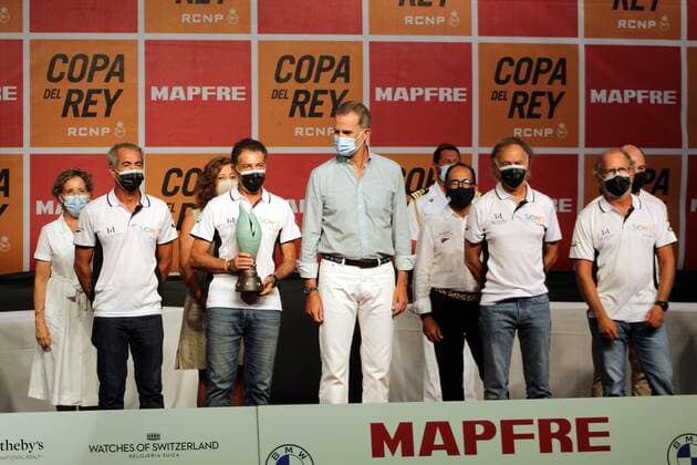 King Felipe VI at the awards ceremony of the Kings Cup of regattas in Palma de Mallorca, Saturday August 7, 2021 Cordon Press