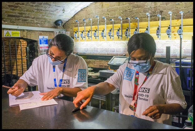 . 08 08 2021. London, United Kingdom. Vaccinations At Heaven. Well-known gay London nightclub Heaven opens it s doors as a vaccination centre.  xMartynxWheatleyx xi-Imagesx IIM-22477-0002