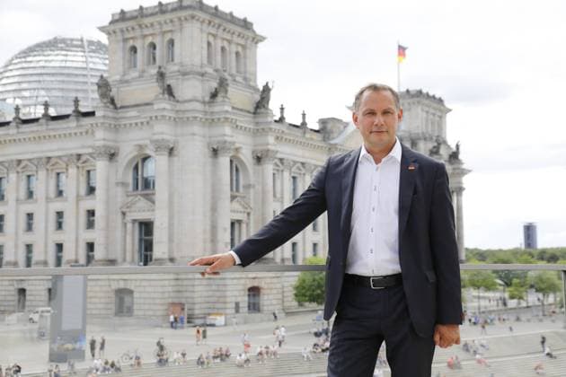 Tino Chrupalla, Bundessprecher, Alternative für Deutschland, Deutschland, Berlin, ARD-Sommerinterview mit Tino Chrupalla, AfD *** Tino Chrupalla, Federal Spokesman, Alternative for Germany, Germany, Berlin, ARD Summer Interview with Tino Chrupalla, AfD