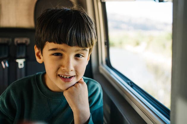 Little boy sitting inside a motorhome while looking at camera, Model released JakeJakab_LikeFatherLikeSon_9.jpg Copyright: xJakexJakabx MR