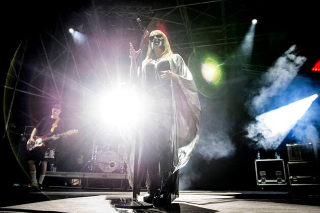 Italy: Myss Keta live in Brescia The Italian singer Myss Keta, known for performing without showing her face, in live concert at the Radio Onda d Urto party in Brescia. Brescia Brescia Italy Copyright: PamelaxRovaris