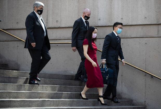 August 10, 2021, Vancouver, BC, Canada: Meng Wanzhou, chief financial officer of Huawei, leaves B.C. Supreme Court during a break from her extradition hearing, in Vancouver, on Tuesday, August 10, 2021. Vancouver Canada - ZUMAc35_ 20210810_zaf_c35_042 Copyright: xDarrylxDyckx
