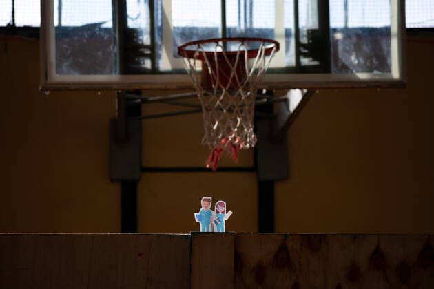 August 11, 2021, Pucon, Araucania, Chile: A sticker of the health personnel is pasted in the municipal gym of Pucon, in southern Chile, transformed into a vaccination center against Covid. Today in Chile began the vaccination of adults over 86 years of age with the third dose. This third dose is for those who have previously received the two doses of Sinovac, and this third time it is inoculated with a dose of Astrazeneca. Pucon Chile - ZUMAb332 20210811_zip_b332_001 Copyright: xMatiasxBasualdox