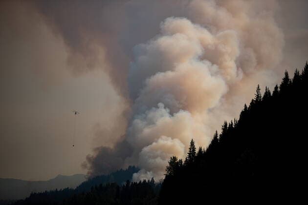 August 11, 2021, MERRITT, BC, Canada: The July Mountain wildfire burns along the Coquihalla Highway south of Merritt, B.C., on Wednesday, August 11, 2021. MERRITT Canada  - ZUMAc35_ 20210811_zaf_c35_287 Copyright: xDarrylxDyckx