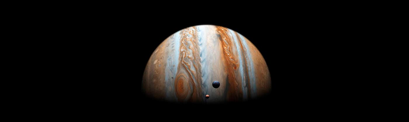 IMAGO Creative: Planeten im Sonnensystem Jupiter - Symbolbilder Jupiter gas giant slowly orbiting in deep space concept panoramic 4050_rf_23_fi_img_0416
