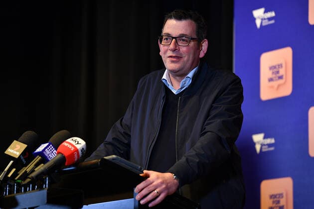 DANIEL ANDREWS COVID19 PRESSER, Victorian Premier Daniel Andrews addresses the media during a press conference in Melbourne, Friday, August 13, 2021. Victoria has recorded 15 new locally acquired coronavirus cases in the past 24 hours. ( NO ARCHIVING, EDITORIAL USE ONLY, NO USE IN BOOKS WITHOUT CONSENT MELBOURNE VIC AUSTRALIA  Copyright: xJAMESxROSSx 20210813001566524436