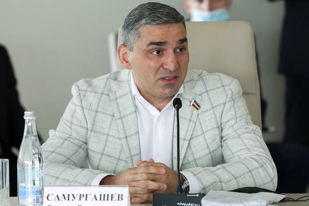 ROSTOV-ON-DON REGION, RUSSIA â€“ AUGUST 13, 2021: Rostov-on-Don s Olympic Training Centre No 1 Director Varteres Samurgashev meets with winners and medallists of the Tokyo 2020 Summer Olympic Games at the Sambek Heights, a WWII military and historical museum complex. Erik Romanenko TASS  TS10C821