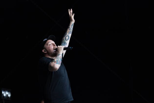 Rapper Panik Panzer - Die Hip Hop Band Antilopen Gang mit der Insolvenzverschleppung Tour auf dem Kunst!Rasen Bonn, 15.08.2021 veranstaltet von der E.L.Hartz Promotion GmbH Bonn Gronau NRW Deutschland