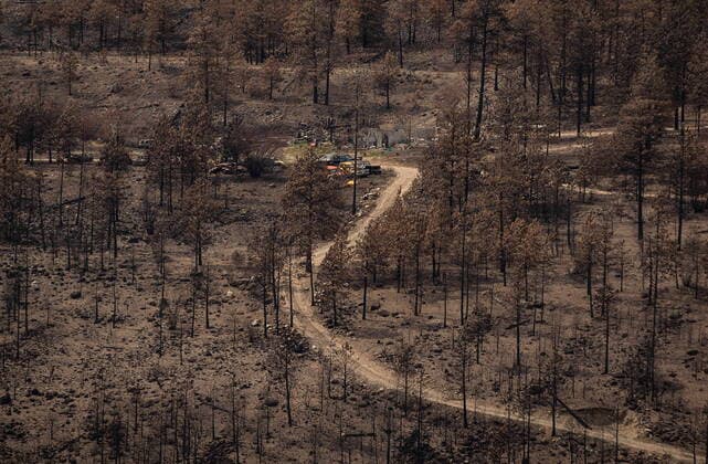 August 15, 2021, LYTTON, BC, CANADA: A property destroyed by the Lytton Creek wildfire is seen near Lytton, B.C., on Sunday, August 15, 2021. LYTTON CANADA  - ZUMAc35_ 20210815_zaf_c35_078 Copyright: xDarrylxDyckx