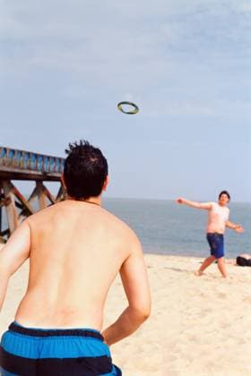 Boys playing frisbee on the beach , 30 08 2008, Copyright: xSimonxPotterx, model released, catching,playing,watching,throwing,waiting,differential focus,full length,rear view,waist up,concentration,preparation,carefree,fun,friendship,relaxation,sand,game,toy,flying disc,teenager,caucasian ethnicity,boy,teenage boy,two people,unrecognizable person,outdoors,coast,sandy beach,sea,summer,day,swimwear,swimming trunks,brother,sunlight,water,vacation,only male,Playing,Throwing,Thinking,Concentration,Holding,Catching,Watching,Waiting,Caucasian Ethnicity,Teenager,Male,Boys,Teenage Boys,Teenage Boy,Family,Brother,Unrecognizable Person,Carefree,Enjoyment,Fun,Preparation,Relationship,Friendship,Relaxation,Two People,Match ,Full Length,Waist Up Ref:IS549-019
