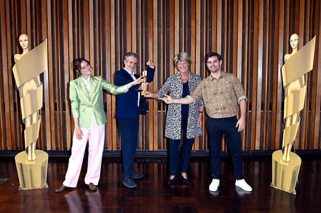 Bilder des Jahres 2021, Entertainment 08 August Entertainment Themen der Woche KW33 Entertainment Bilder des Tages Lea van Acken, Ulrich Matthes, Monika Grütters und Lucas Reiber bei der Nominierungsbekanntgabe zum Deutschen Filmpreis 2021 im Kino International. Berlin, 19.08.2021 *** Lea van Acken, Ulrich Matthes, Monika Grütters and Lucas Reiber at the nomination announcement for the German Film Award 2021 at Kino International Berlin, 19 08 2021 Foto:xF.xKernx xFuturexImage