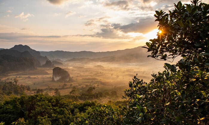 scenic image of agriculture fields in the Golden triangle Chiang Mai, Chiang Mai, Thailand CR_THHE210810C-813557-01