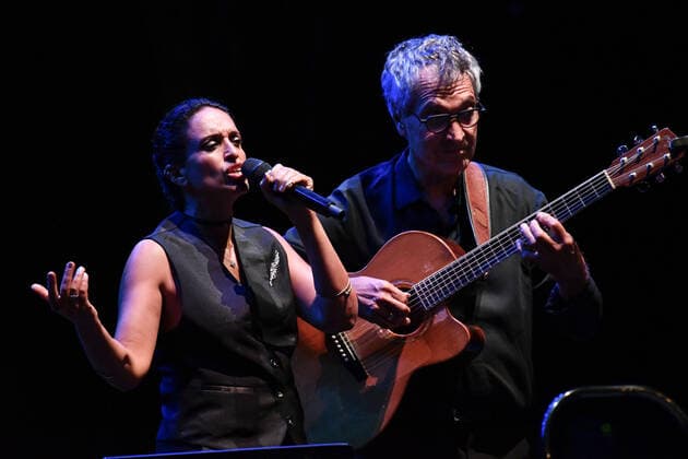 Noa and Gil Dor during the concert at Cavea Auditorium Parco della Musica, Rome, August 23, 2021, presented her latest album Afterallogy , made during the lockdown.