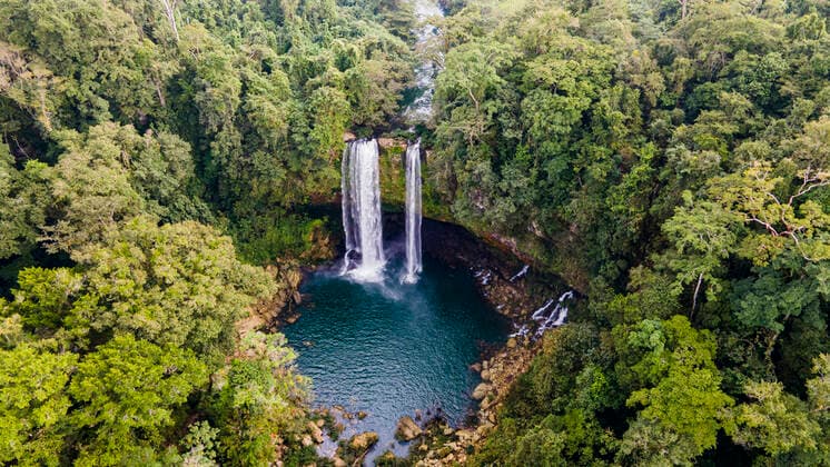 Aerial view of Misol Ha waterfall RUNF04623