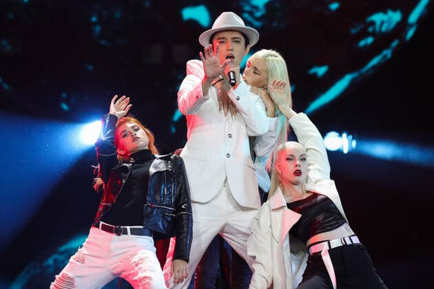 SOCHI, RUSSIA â€“ AUGUST 24, 2021: Singer Dimash Kudaibergen performs at a concert as part of the New Wave 2021 International Contest for Young Pop Singers. Vyacheslav Prokofyev TASS  TS10DA21