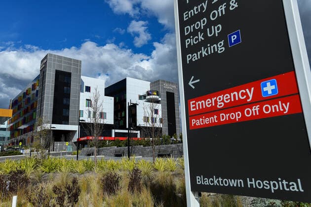 NSW CORONAVIRUS COVID19, General view of the Blacktown Hospital in Sydney, Thursday, August 26, 2021. NSW has extended its current lockdown in Greater Sydney until at least September 30, and has introduced new rules targeting the LGA?s of concern. ( NO ARCHIVING, EDITORIAL USE ONLY, NO USE IN BOOKS WITHOUT CONSENT SYDNEY NSW AUSTRALIA  Copyright: xBIANCAxDExMARCHIx 20210826001569831952