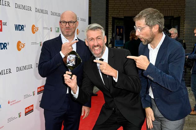 Ralf Remmel, Sebastian Pufpaff und Marcel Behnke bei der 57. Verleihung des Grimme Preises 2021 im Theater der Stadt Marl. Marl, 27.08.2021