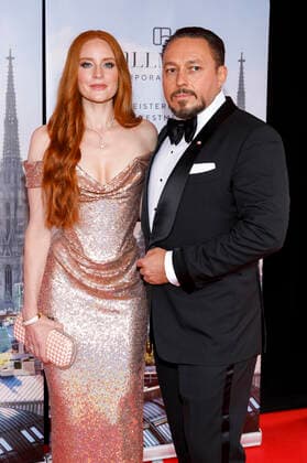 Barbara Meier mit Ehemann Klemens Hallmann bei der Europäischen Kulturpreisgala 2021 im Opernhaus. Bonn, 28.08.2021