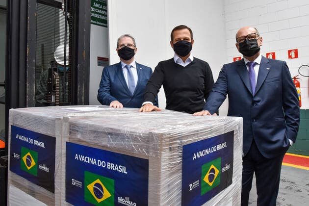 News Bilder des Tages SÃO PAULO, SP - 30.08.2021: SAÍDA DE VACINAS DO INSTITUTO BUTANTAN - João Doria, (PSDB) Governor of São Paulo, monitors the release of 10 million new doses of Coronavac vaccine, from the Butantan Institute, against Covid-19 (Coronavirus) to the PNI (National Immunization Program) of the Ministry of Health. Monday (30) at the Butantan Institute. x2113673x  RobertoxCasimiro