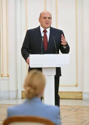 Russland, Verleihung des Staatspreis f?r Kultur in Moskau Russia Mishustin Culture Award 6638507 31.08.2021 Russian Prime Minister Mikhail Mishustin delivers a speech during the Governmental Prize for a culture award ceremony in Moscow, Russia. Alexander Astafyev Sputnik Moscow Russia  Copyright: xAlexanderxAstafyevx