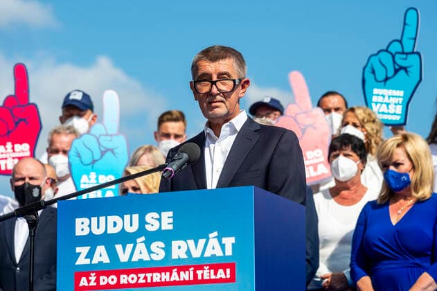 Czech Prime minister and ANO movement chairman Andrej Babis speaks during launch of election campaign of the movement, on September 2, 2021, in Usti nad Labem, Czech Republic. (CTKxPhoto OndrejxHajek) CTKPhotoP2021090204808  HAJ 07