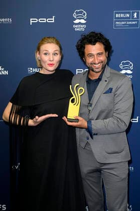 Rosalie Thomass und Serkan Kaya bei der Verleihung des Deutschen Schauspielpreises 2021 im Restaurant Spindler & Klatt. Berlin, 03.09.2021