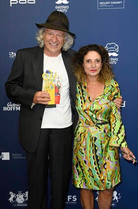 Klaus Pohl und Adriana Altaras bei der Verleihung des Deutschen Schauspielpreises 2021 im Restaurant Spindler & Klatt. Berlin, 03.09.2021