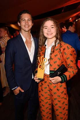 Tim Oliver Schultz und Hannah Schiller bei der Verleihung des Deutschen Schauspielpreises 2021 im Restaurant Spindler & Klatt. Berlin, 03.09.2021