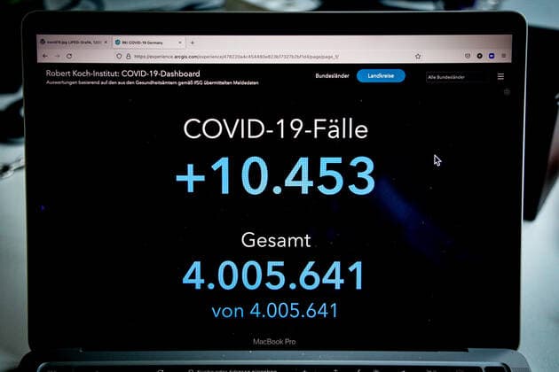 Coronavirus in Deutschland - Covid-19-Dashboard des Robert Koch-Institut 05.09.2021: Robert Koch-Institut: 7-Tage-Inzidenz 83,1. 7-Tage-Fallzahl 69.111. COVID-19-Fälle 4.005.641. Zugang um 10.453 gegenüber dem Vortag. COVID-19-Todesfälle 92.346. Zugang um 21 gegenüber dem Vortag.
